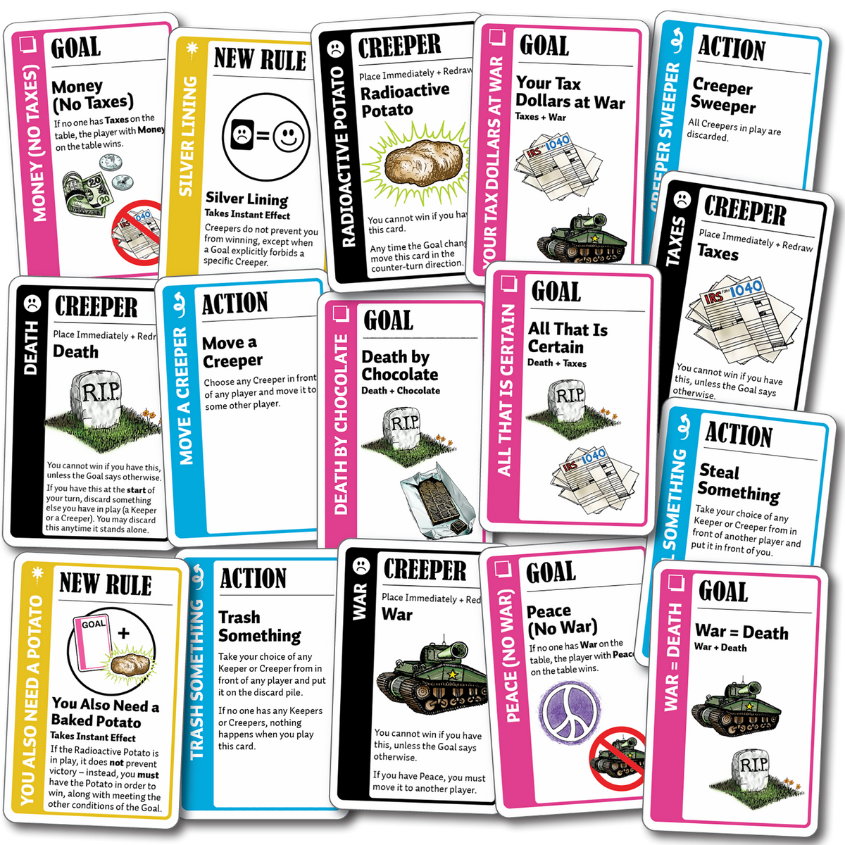 Fluxx 5.0 Creeper Pack Expansion contents