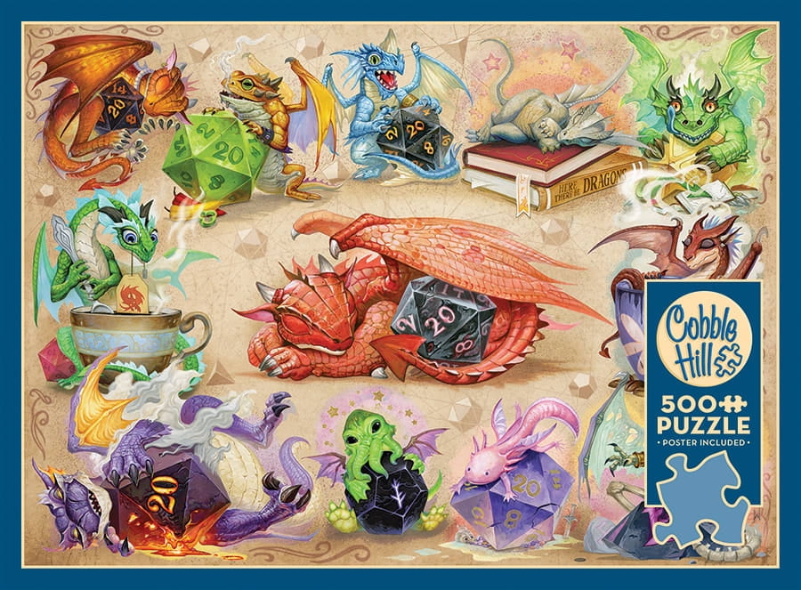D20 Dragons 500-piece puzzle by Cobble Hill, artwork by Jacob Walker