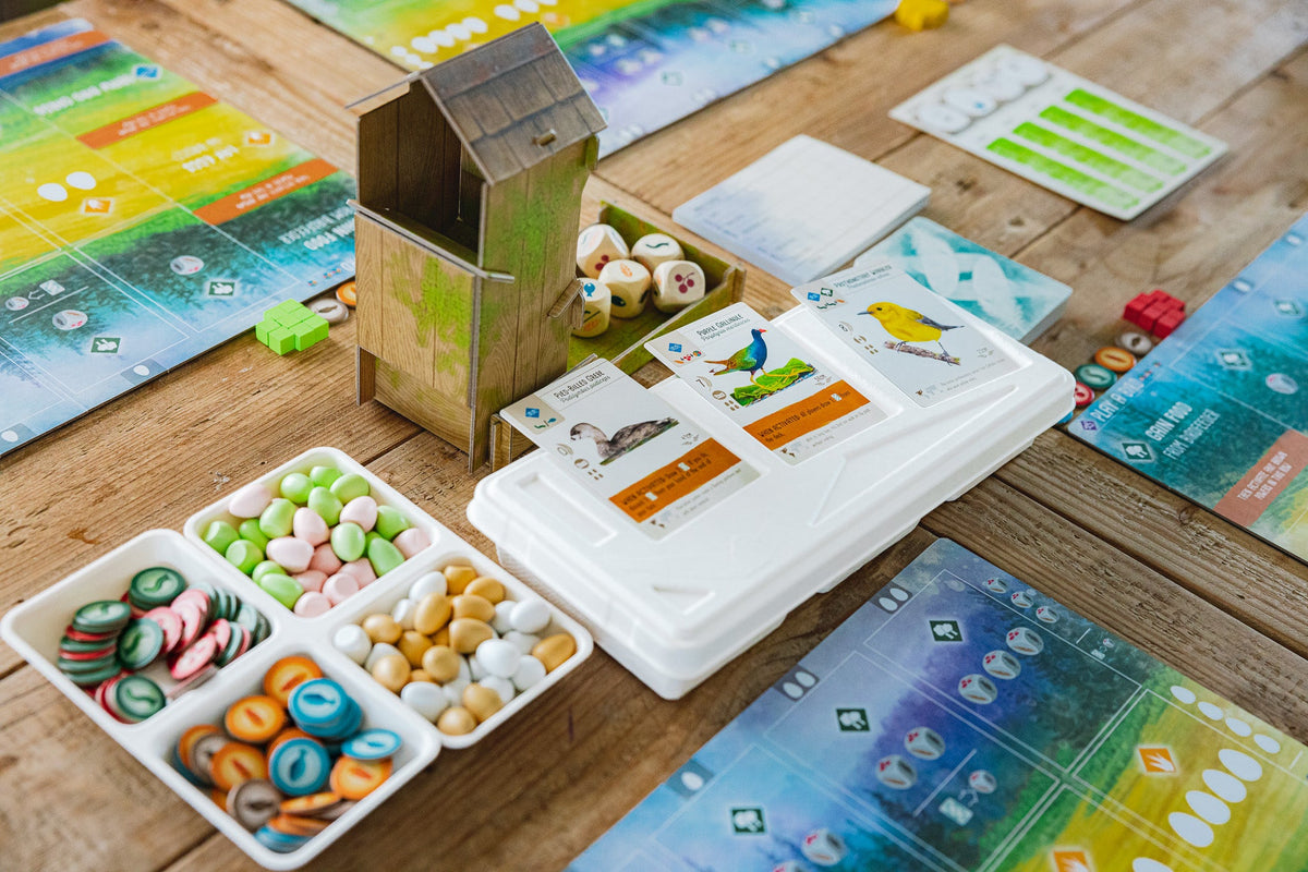 Wingspan board game box and components